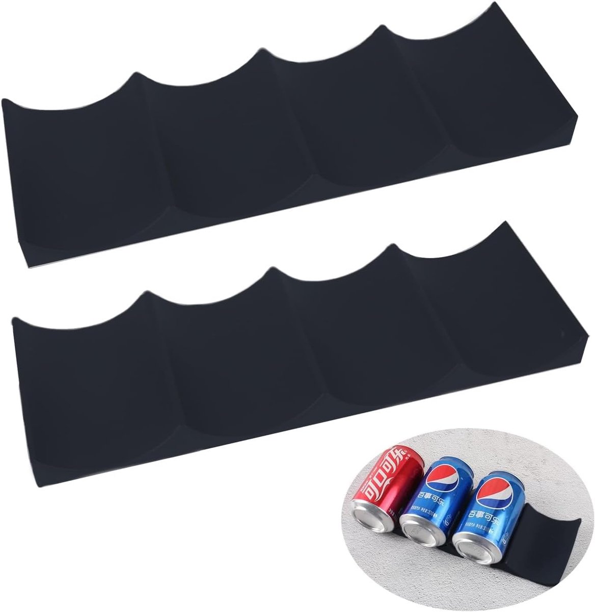 Flessenrek Set van 2 voor Koelkast en Tafel - Zwarte Siliconen Drank Organizer voor Bier, Wijn en Blikjes