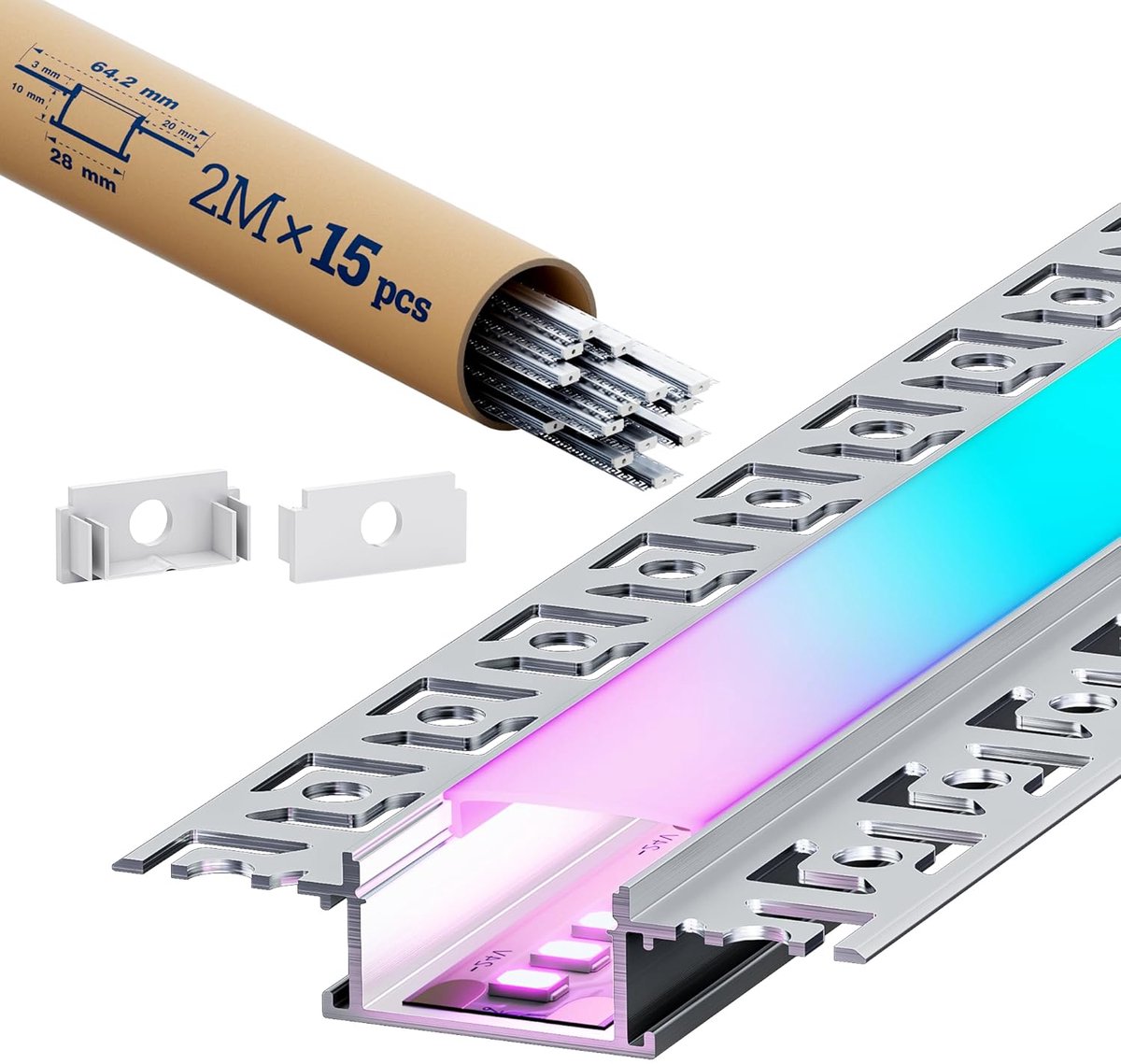 DIY LED Aluminium Profiel Set - 30 Meter Lineaire Verlichting met Opale Afdekking