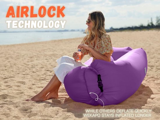 Opblaasbare Luchtbank - Draagbare Relaxstoel voor Camping, Strand en Festivals van Merkloos — afbeelding 2