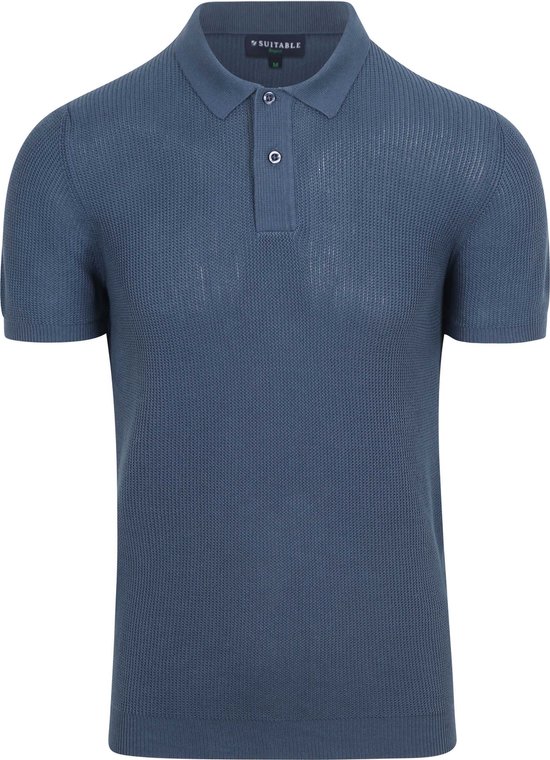 Polo Respect Structure Knit Blauw - Taille L - Homme - Polo Homme à manches courtes
