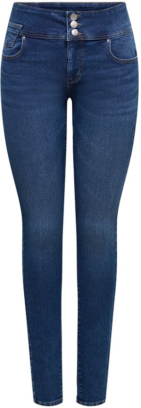 Donkerblauwe skinny jeans met hoge taille.