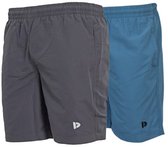 2-Pack Donnay - Micro Fibre Short (Ian) - Sportbroek - Heren - Charcoal-marl/Light Denim blue (790) - maat L