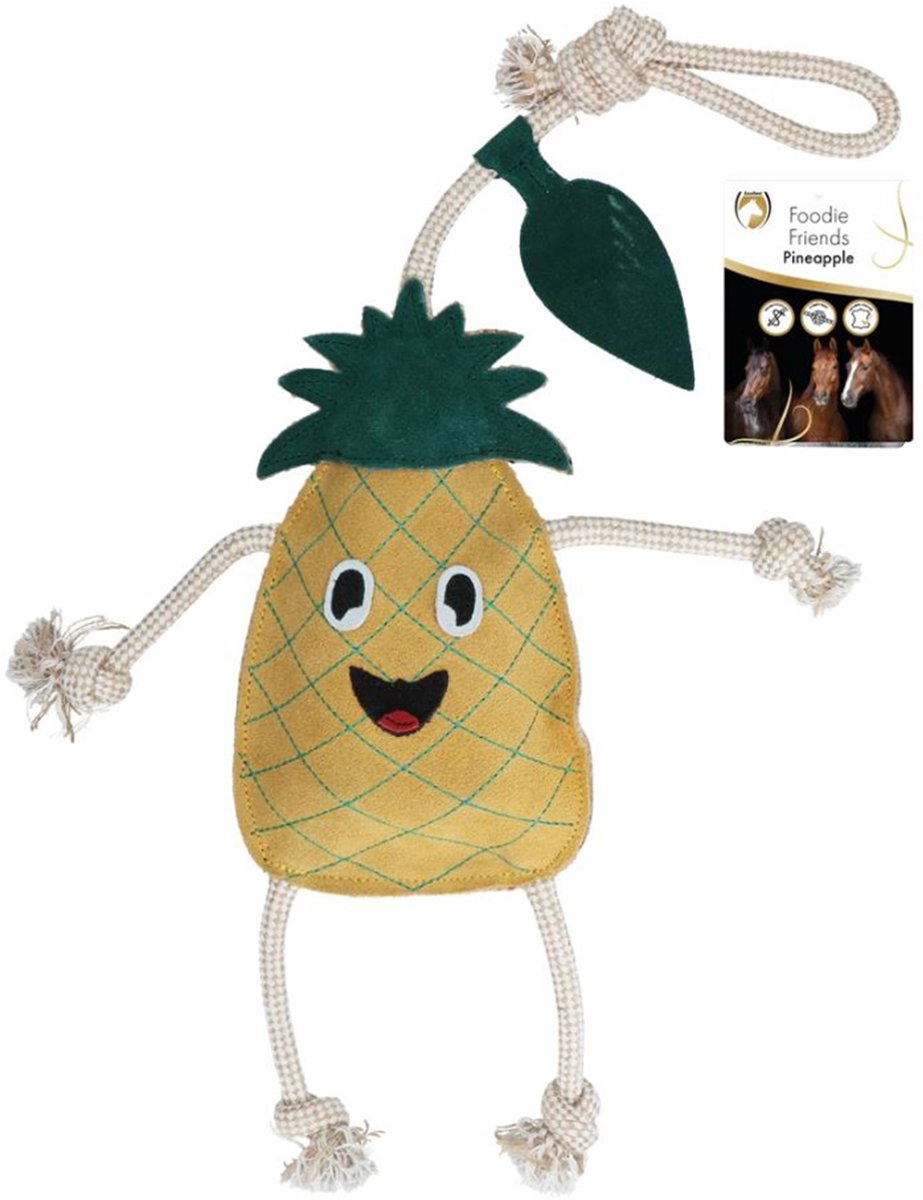 Excellent Horse Foodie Friends - 25 x 15 cm - Paardenspeeltje - Tegen stalverveling - Knabbelspeeltje - Paardenspeelgoed - Sterk Hondenspeelgoed - Ananas