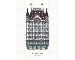 IXXI Het Witte Huis, Huisportret & Kunst in Kaart - 100 x 140 cm - Gratis ophangtool - Grote wanddecoratie en posters - Line art, Vintage