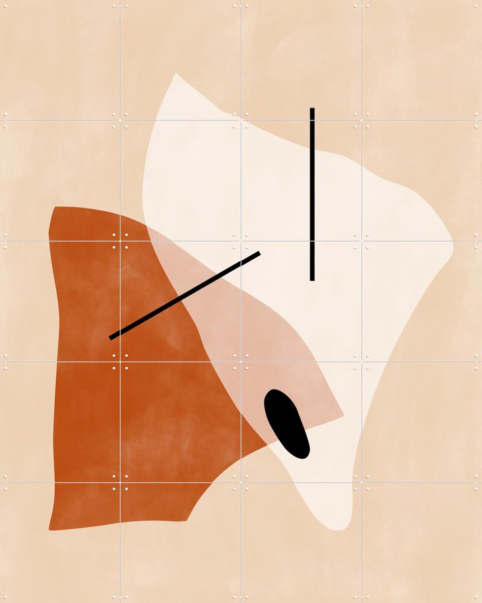 IXXI Geometric Shapes in Earth Tones, Elena Ristova & Various - 80 x 100 cm - Gratis ophangtool - Grote wanddecoratie en posters - Abstract, Grafisch