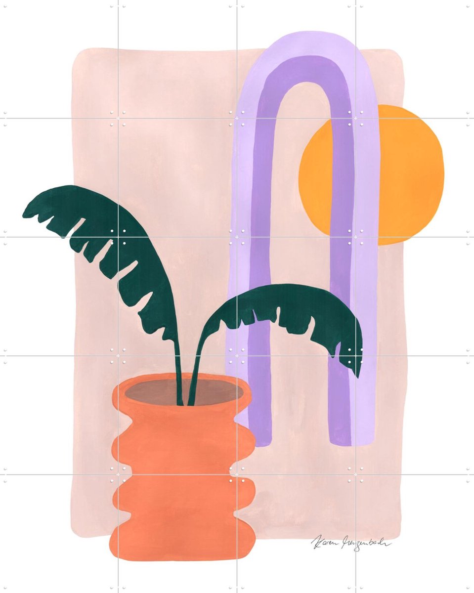 IXXI Banana and Sunshine, Palmartprints - 80 x 100 cm - Gratis ophangtool - Grote wanddecoratie en posters - Kleurrijk, Speels, Geometrische Kunst