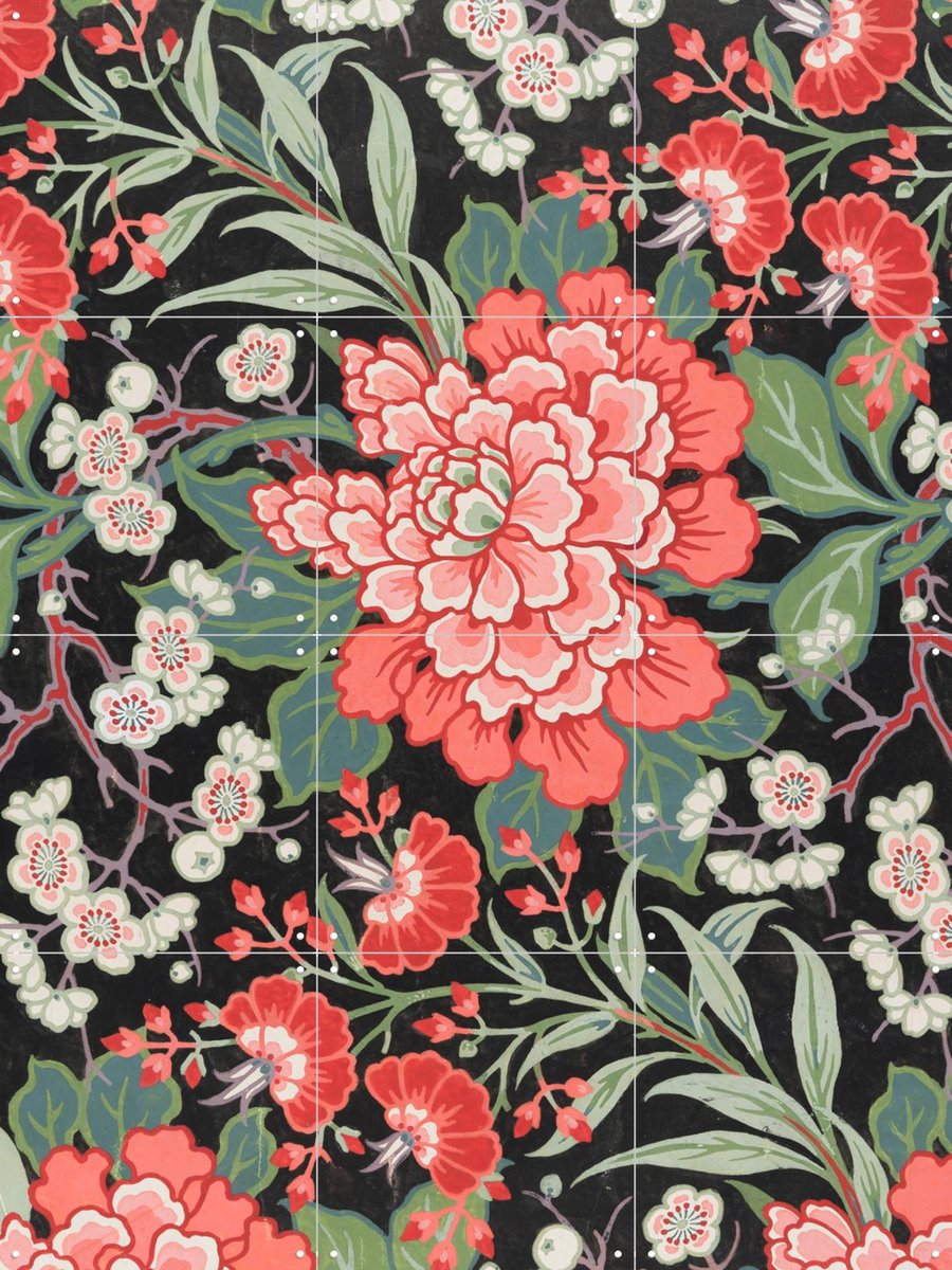 IXXI Design for printed Textile, Lindsay Phillip Butterfield & Victoria and Albert Museum - 60 x 80 cm - Gratis ophangtool - Grote wanddecoratie en