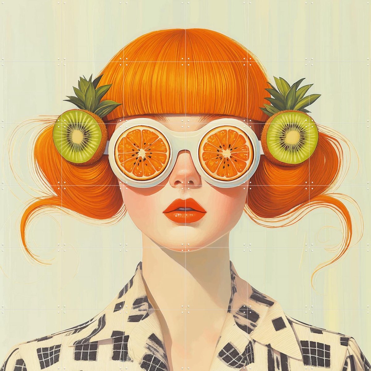 IXXI Tutti Frutti, Mirjam Duizendstra - 120 x 120 cm - Gratis ophangtool - Grote wanddecoratie en posters Woonkamer, Portretten, Fruit