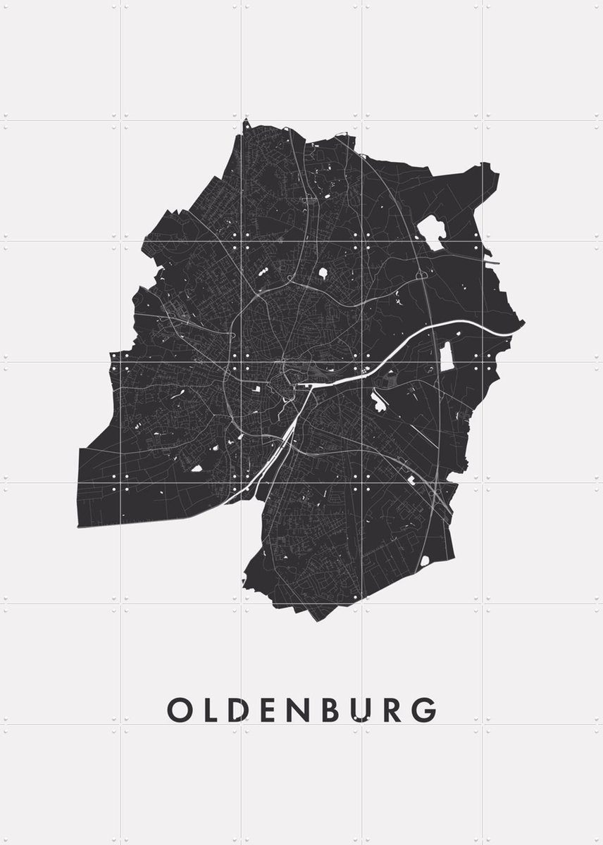 IXXI Oldenburg City Map, Kunst in Kaart - 100 x 140 cm - Gratis ophangtool - Grote wanddecoratie en posters - Minimalisme, Grafisch Ontwerp