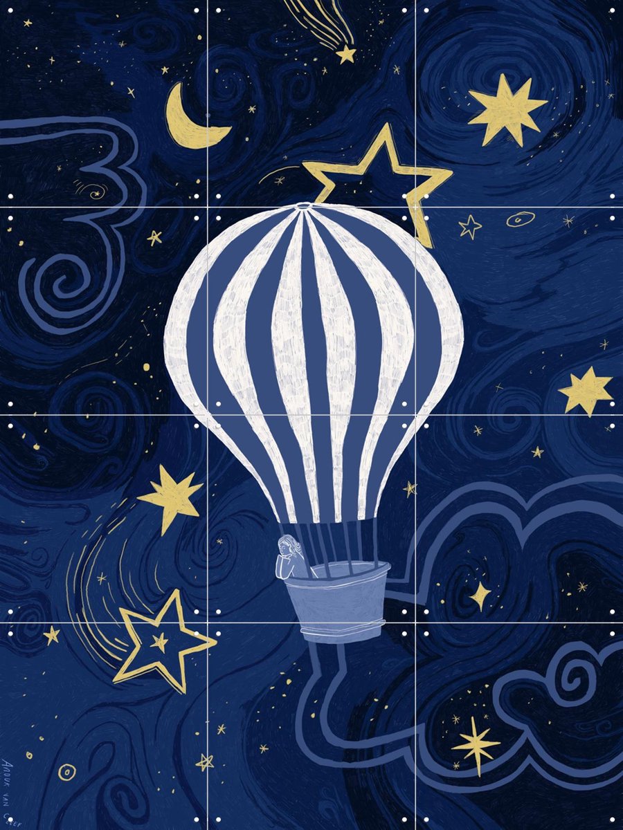 IXXI Milky Way, Anouk van Cleef - 60 x 80 cm - Gratis ophangtool - Grote wanddecoratie en posters - Speels, Illustraties, Woonkamer, Kinderkamer