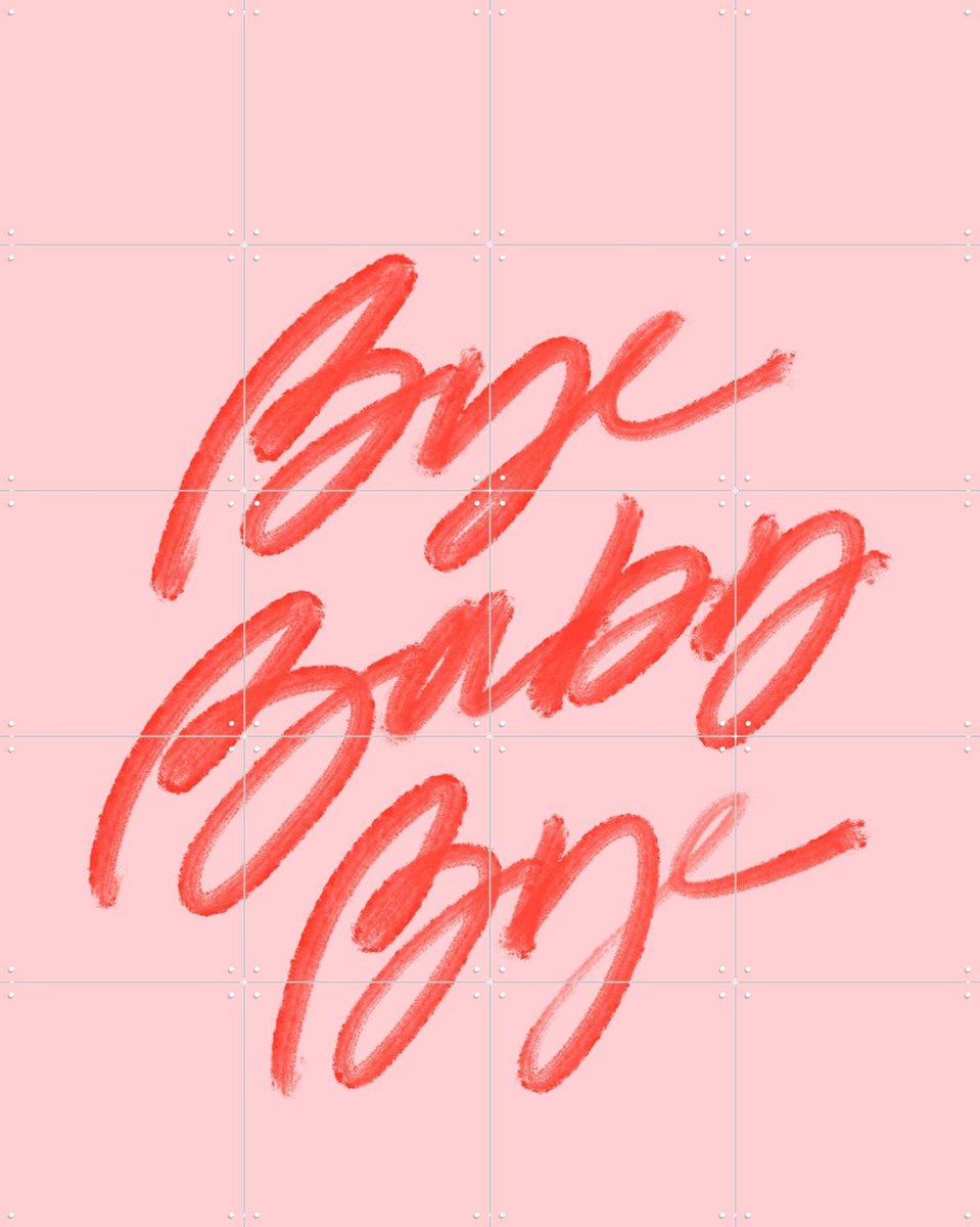 IXXI Bye Baby Bye, Cocorrina - 80 x 100 cm - Gratis ophangtool - Grote wanddecoratie en posters - Kleurrijk, Illustraties, Typografie, Speels