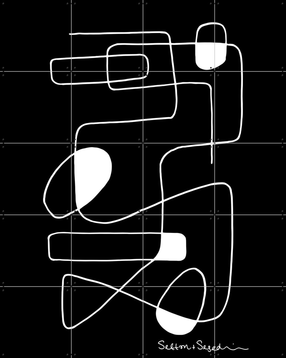 IXXI Linework black, Sefton & Segedin - 80 x 100 cm - Gratis ophangtool - Grote wanddecoratie en posters - Minimalisme, Illustraties, Abstract