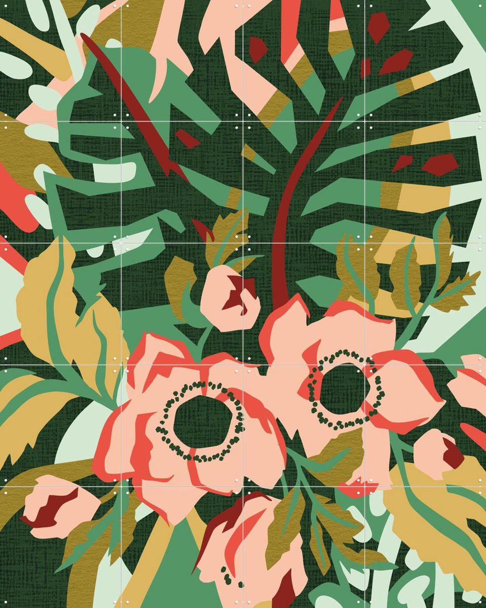 IXXI Anemone Bright, Megan Gallagher - 80 x 100 cm - Gratis ophangtool - Grote wanddecoratie en posters - Speels, Illustraties, Digitale Kunst