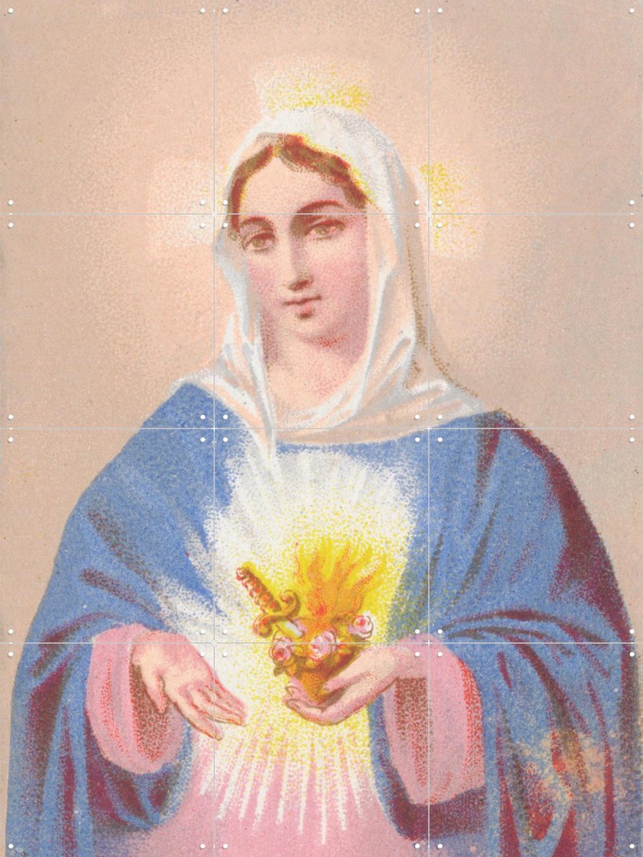 IXXI Couer de Marie, Aster Edition - 60 x 80 cm - Gratis ophangtool - Grote wanddecoratie en posters - Illustraties, Kleurrijk, Vintage, Slaapkamer