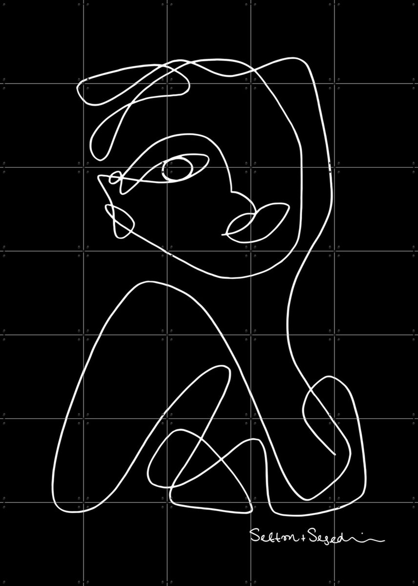 IXXI Hybrid Pearl black, Sefton & Segedin - 100 x 140 cm - Gratis ophangtool - Grote wanddecoratie en posters - Illustraties, Grafisch Ontwerp