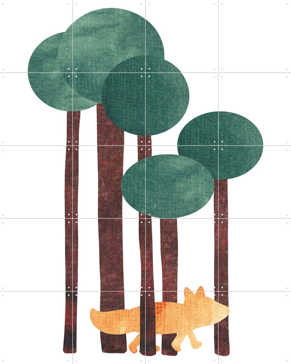 IXXI Fox in the Forest, BAINAI - 80 x 100 cm - Gratis ophangtool - Grote wanddecoratie en posters - Fantasierijk, Speels, Grafisch Ontwerp