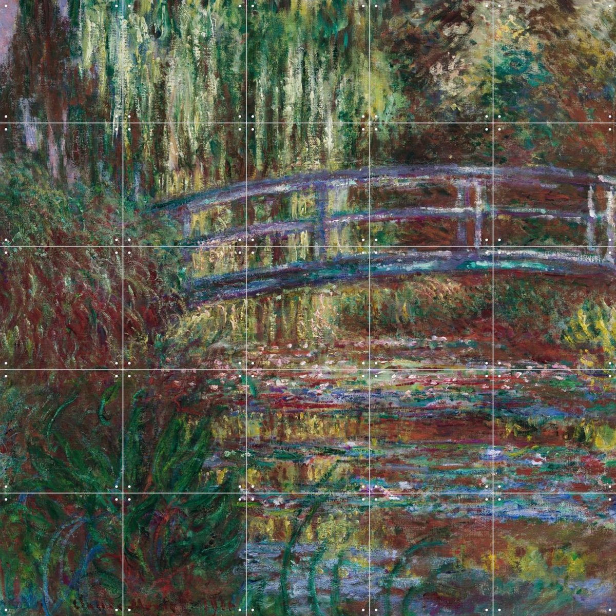 IXXI The Water Lily Pond, Claude Monet & Museum of Fine Arts Boston - 100 x 100 cm - Gratis ophangtool - Grote wanddecoratie en posters - Olieverf