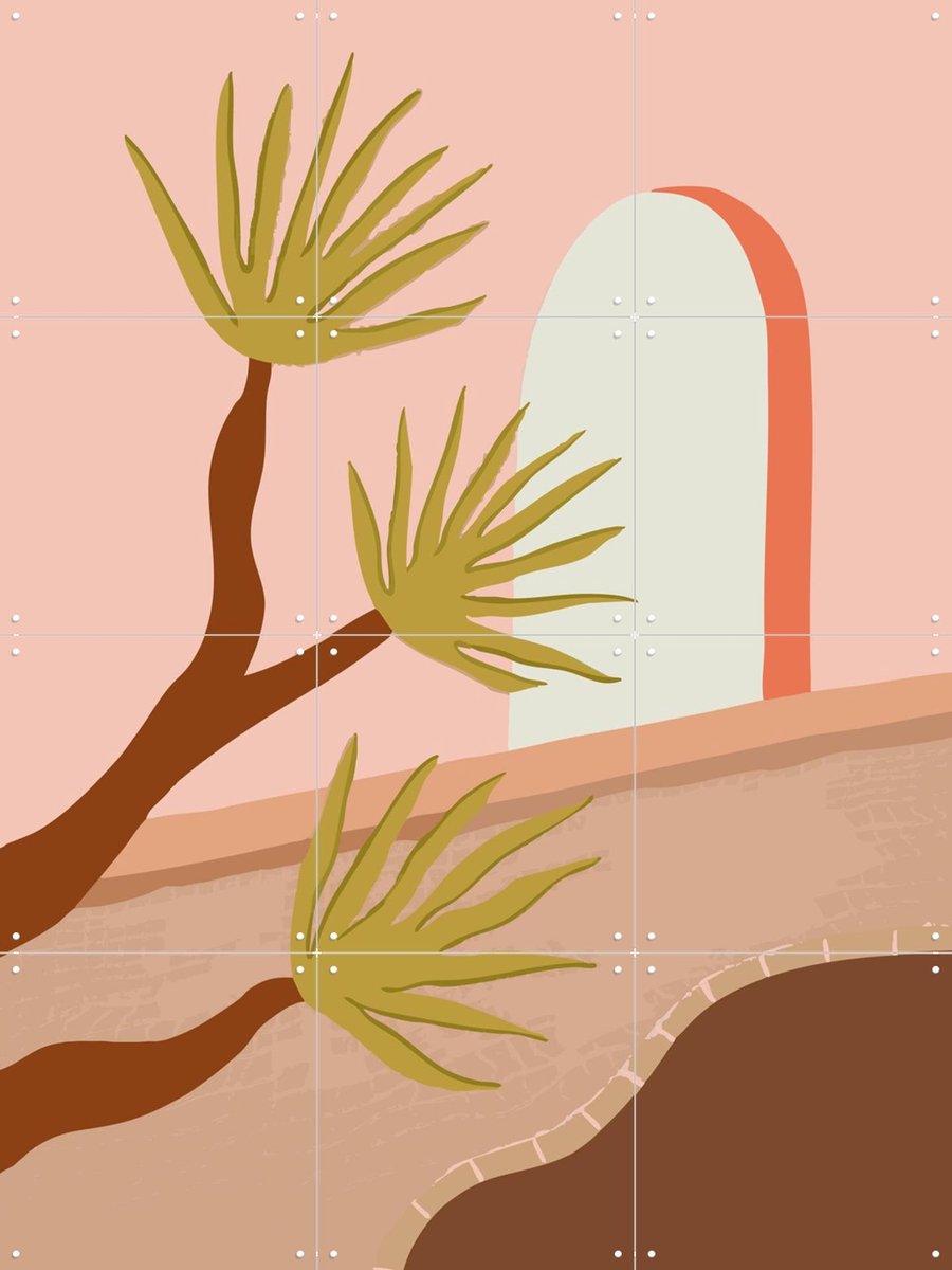 IXXI Plants by the Pool, Palmartprints - 60 x 80 cm - Gratis ophangtool - Grote wanddecoratie en posters - Grafisch Ontwerp, Minimalisme