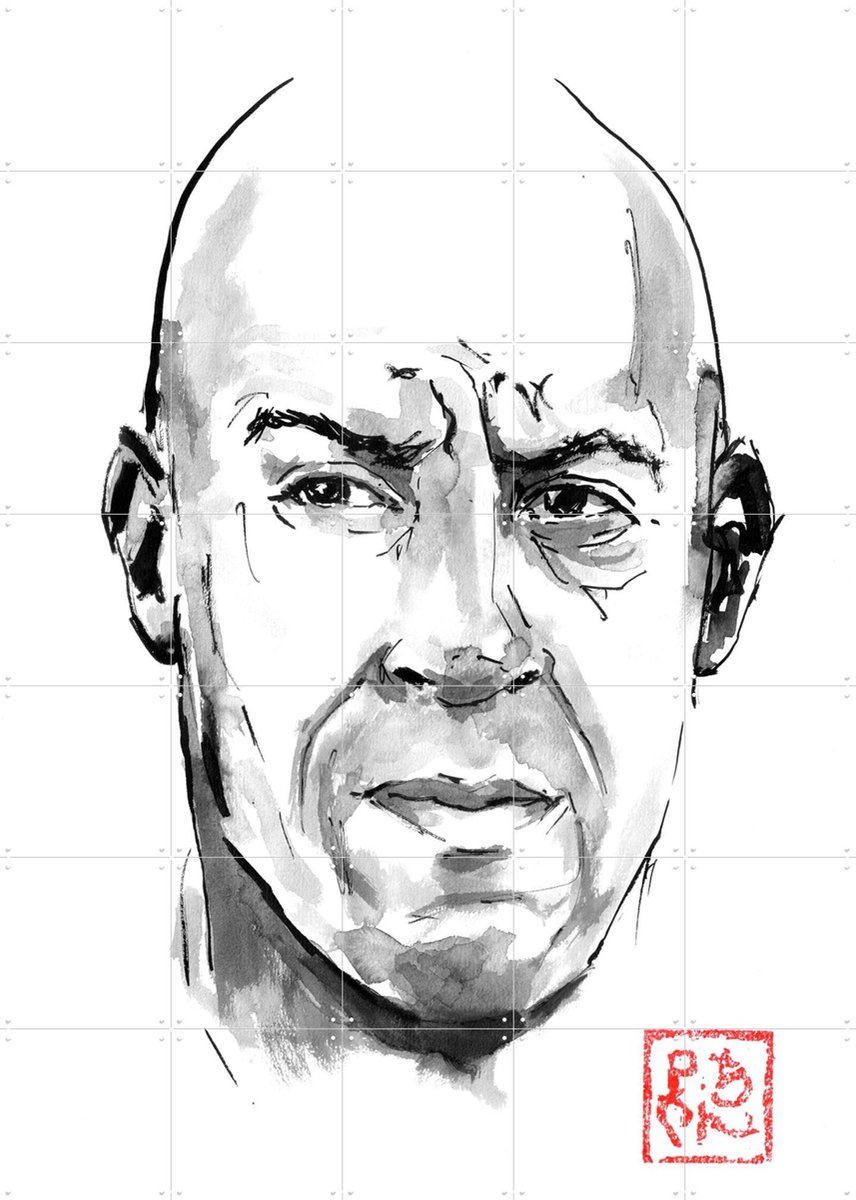 IXXI Vin Diesel II, Péchane - 100 x 140 cm - Gratis ophangtool - Grote wanddecoratie en posters - Pop art, Tekeningen, Line art, Illustraties