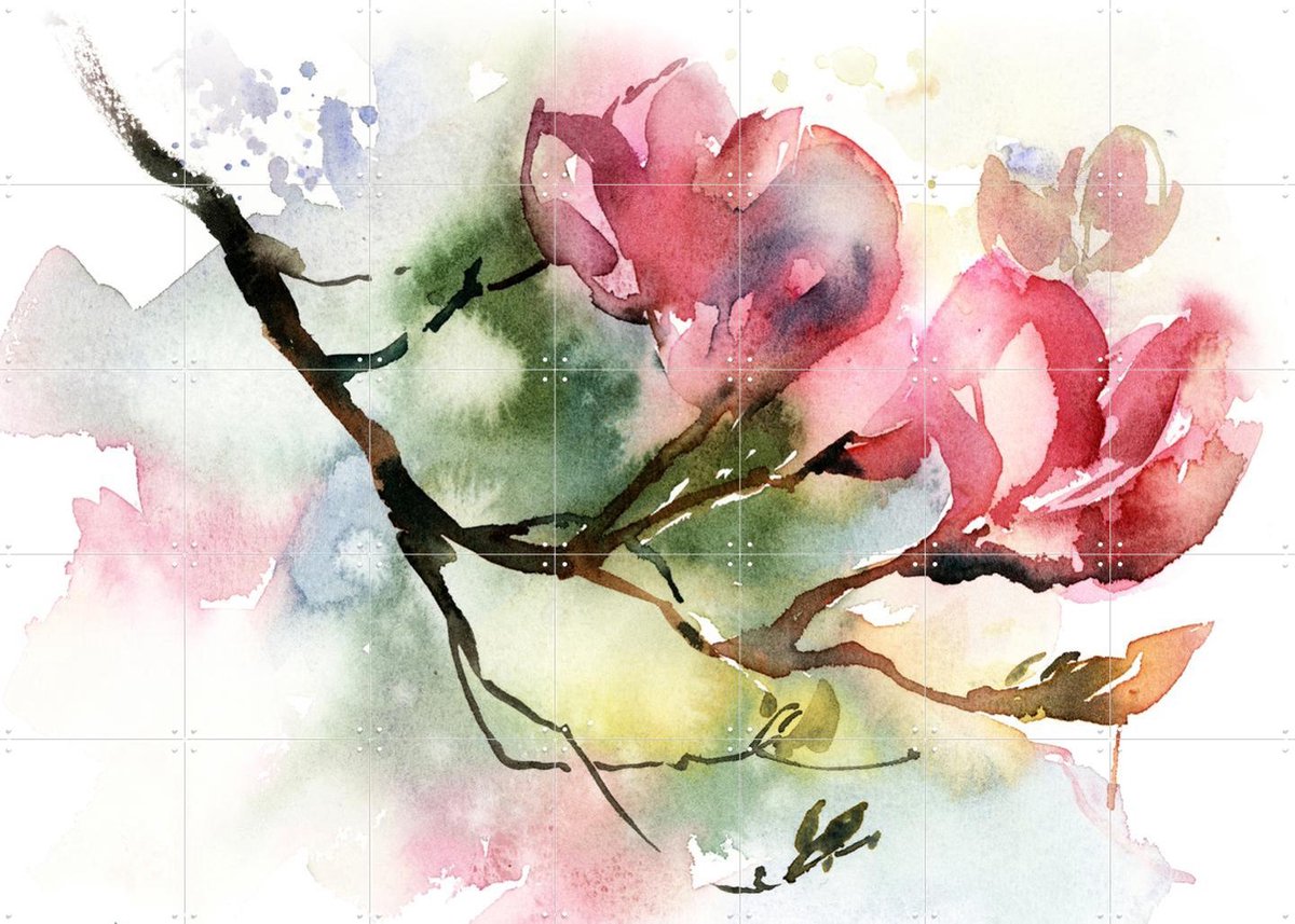 IXXI Flower Branch, Canot Stop Painting - 140 x 100 cm - Gratis ophangtool - Grote wanddecoratie en posters - Kleurrijk, Aquarel, Impressionisme