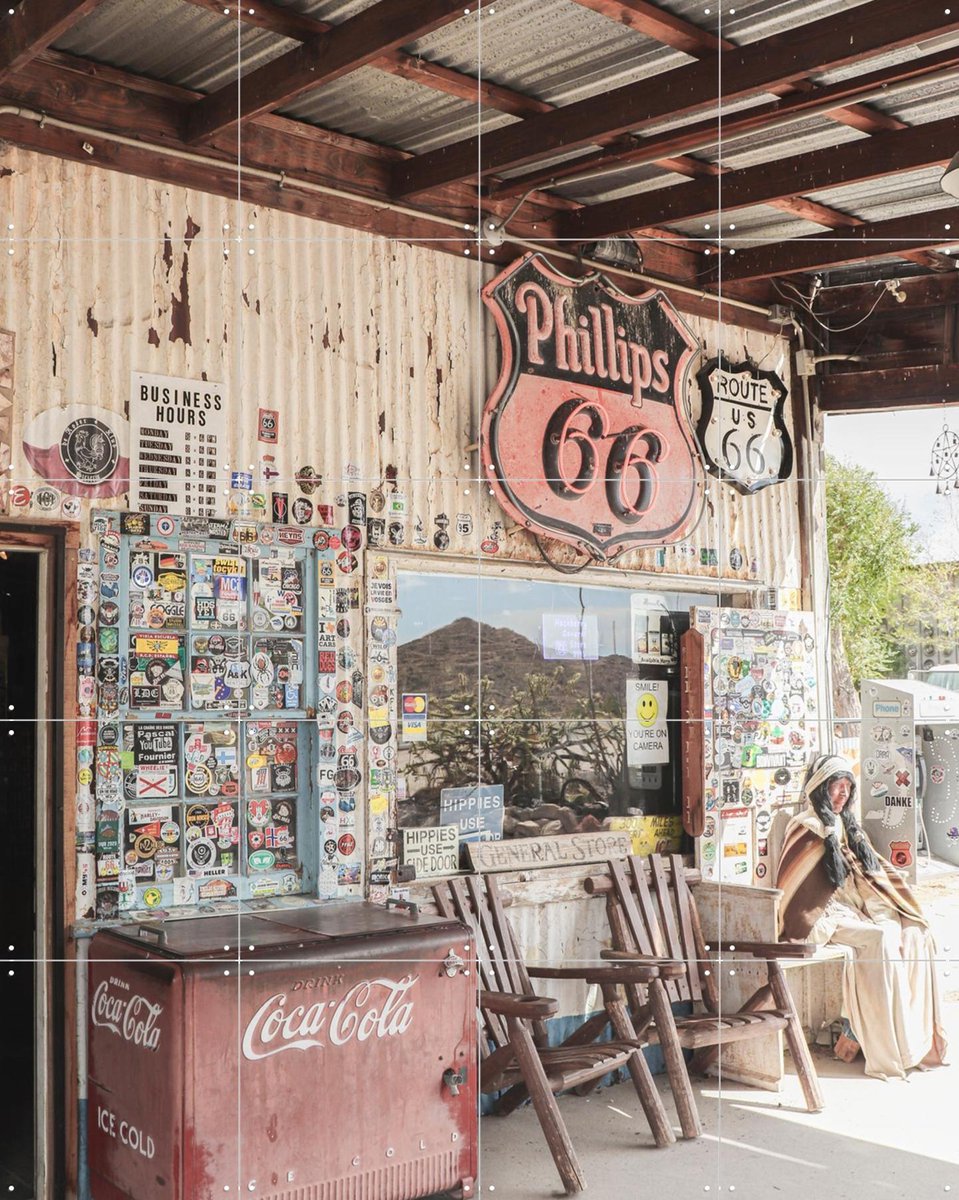 IXXI Route 66 Arizona, Henrike Schenk - 80 x 100 cm - Gratis ophangtool - Grote wanddecoratie en posters - Retro, Illustraties, Vintage, Fotografie
