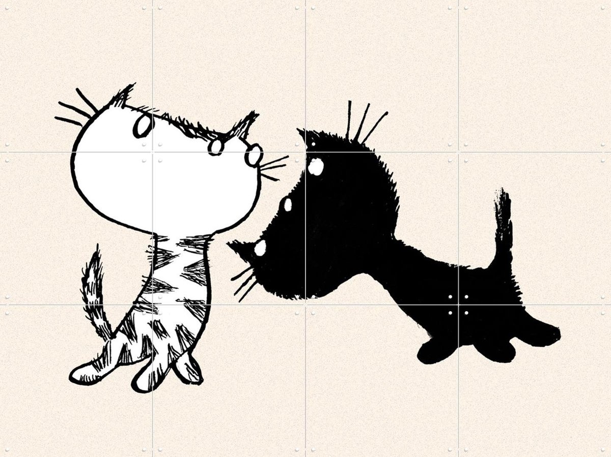 IXXI Pim & Pom 2, Fiep Westendorp - 80 x 60 cm - Gratis ophangtool - Grote wanddecoratie en posters - Cartoonesk, Illustraties, Speels, Line art