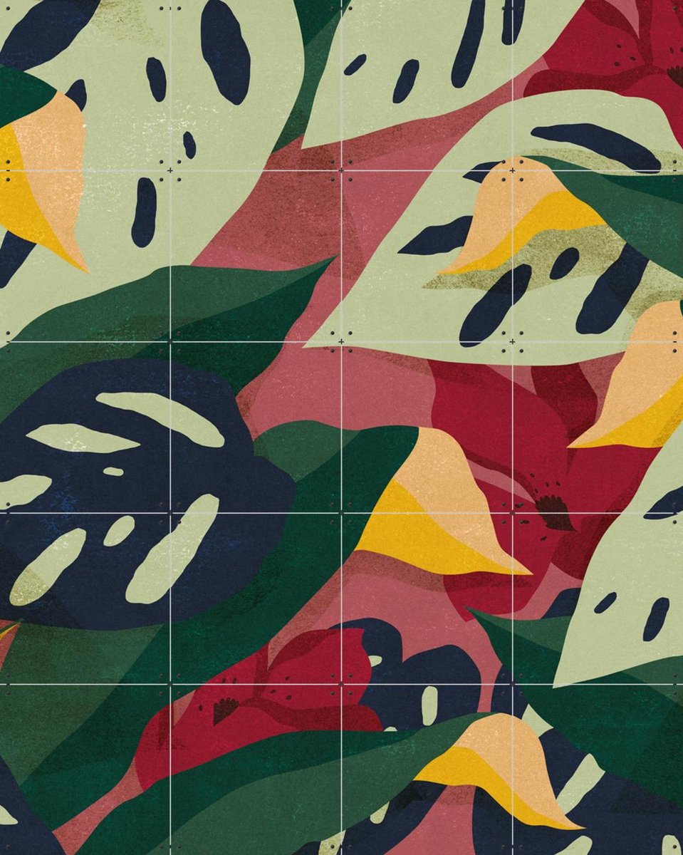 IXXI Jungle Flowers 2, Lotte Dirks - 80 x 100 cm - Gratis ophangtool - Grote wanddecoratie en posters - Digitale Kunst, Illustraties, Abstract
