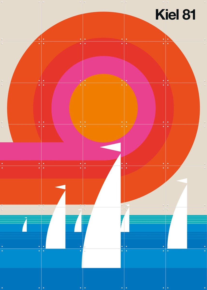 IXXI Kiel 81, Bo Lundberg - 100 x 140 cm - Gratis ophangtool - Grote wanddecoratie en posters - Illustraties, Kleurrijk, Geometrische Kunst