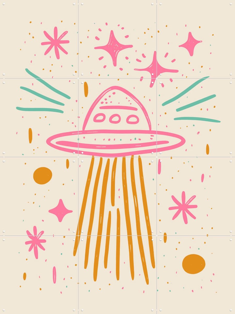IXXI Pastel UFO, Treechild & Various - 60 x 80 cm - Gratis ophangtool - Grote wanddecoratie en posters Kinderkamer, Babykamer, Baby, Kinderen