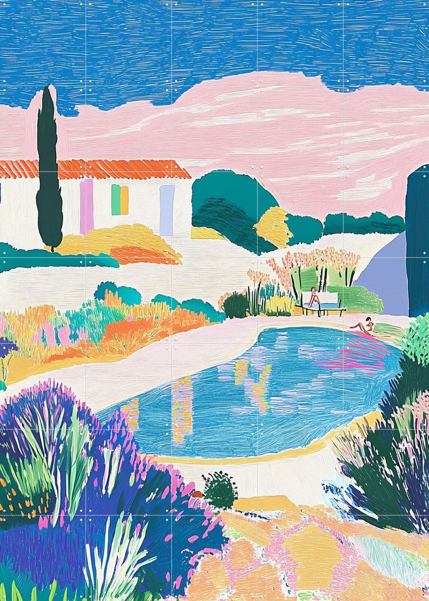 IXXI Zomerhuis, Artclaud - 100 x 140 cm - Gratis ophangtool - Grote wanddecoratie en posters - Abstract, Postimpressionisme, Kleurrijk, Illustraties