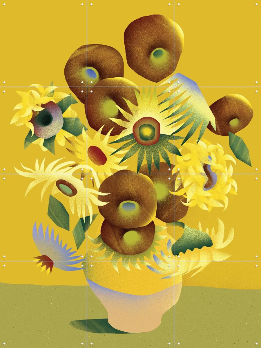 IXXI Sunflowers, Studio Muti & Van Gogh 21st Century - 60 x 80 cm - Gratis ophangtool - Grote wanddecoratie en posters - Digitale Kunst, Illustraties