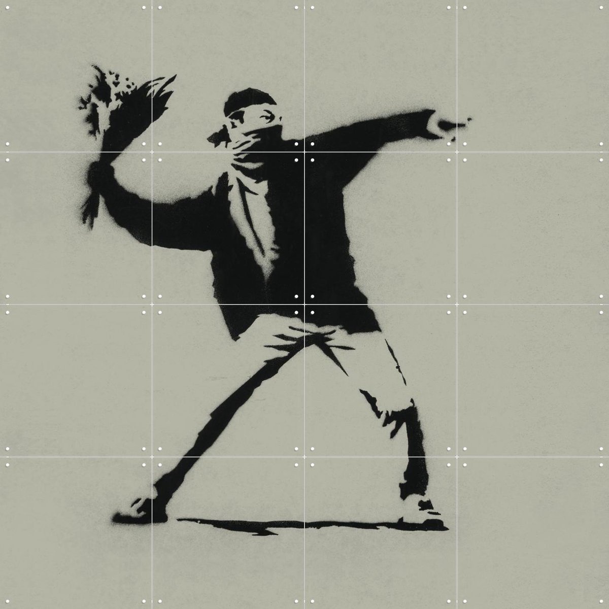 IXXI Love is in the Air green, Banksy - 80 x 80 cm - Gratis ophangtool - Grote wanddecoratie en posters - Street art, Grafisch Ontwerp, Pop art