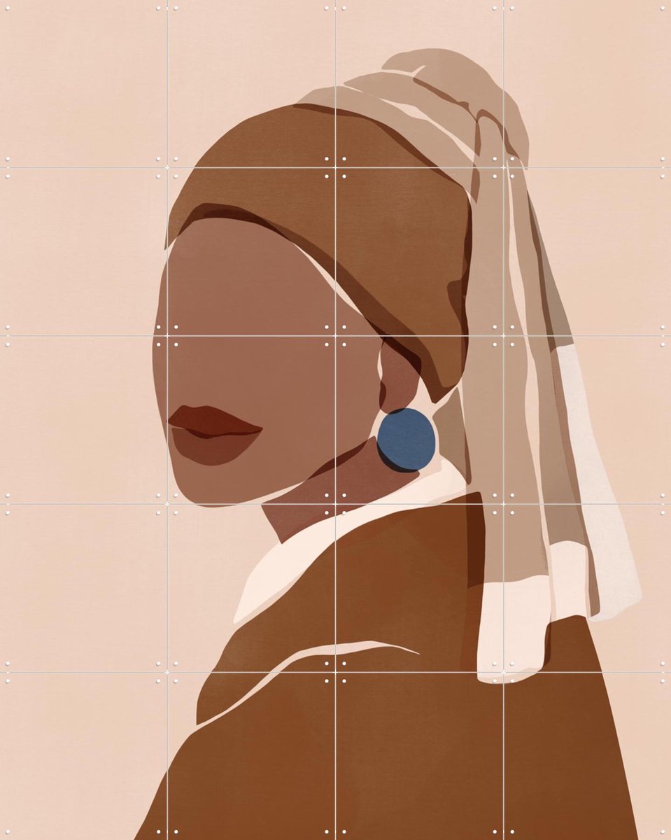 IXXI Girl with a Blue Earring, Sacrée Frangine & Rijksmuseum 2.0 - 80 x 100 cm - Gratis ophangtool - Grote wanddecoratie en posters - Grafisch