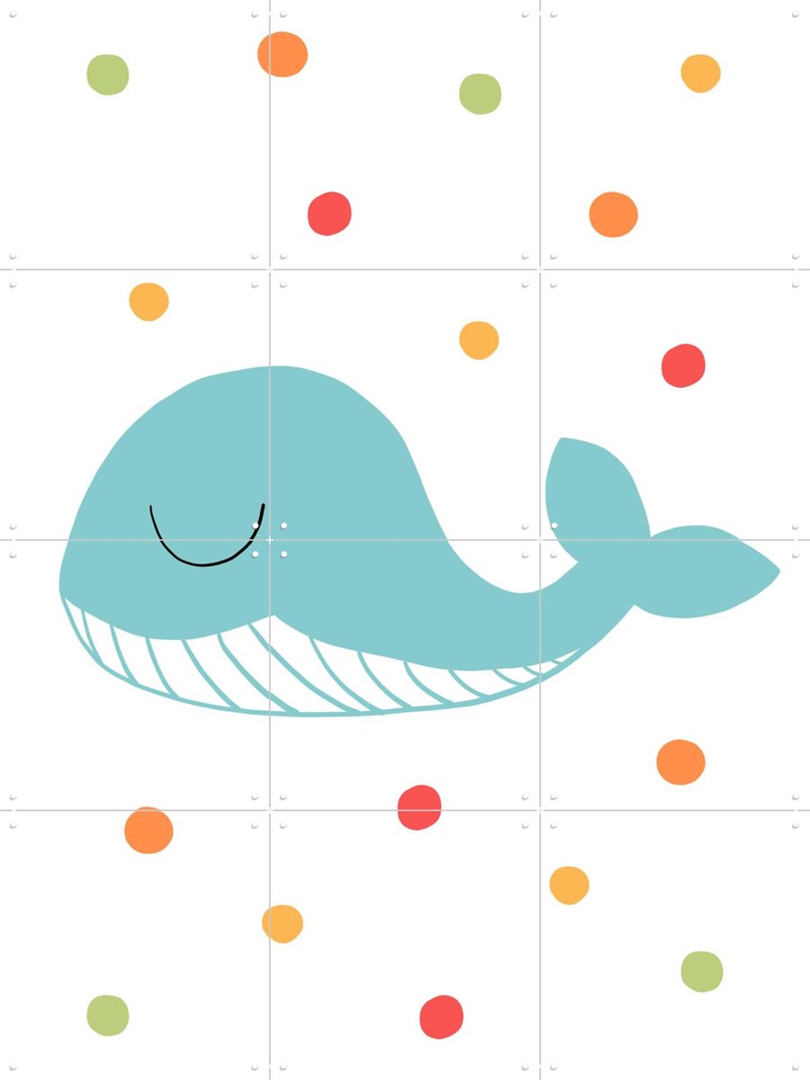 IXXI Happy Whale, BAINAI - 60 x 80 cm - Gratis ophangtool - Grote wanddecoratie en posters Babykamer, Kinderkamer, Kinderen, Baby