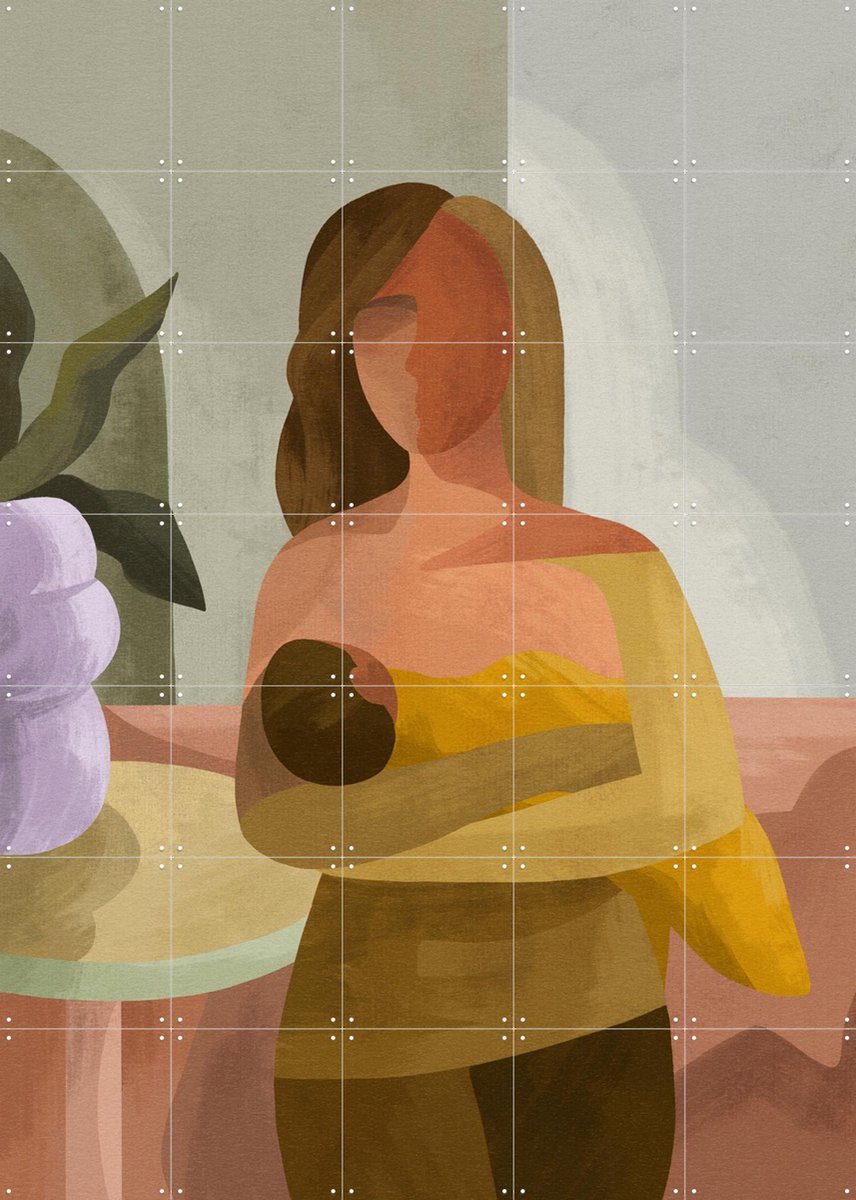 IXXI The Strong Mother, Goed Blauw - 100 x 140 cm - Gratis ophangtool - Grote wanddecoratie en posters - Illustraties, Abstract, Slaapkamer