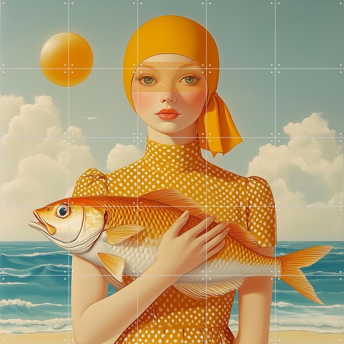 IXXI Beach vibes, Mirjam Duizendstra - 100 x 100 cm - Gratis ophangtool - Grote wanddecoratie en posters - Speels, Illustraties, Pop art, Kleurrijk