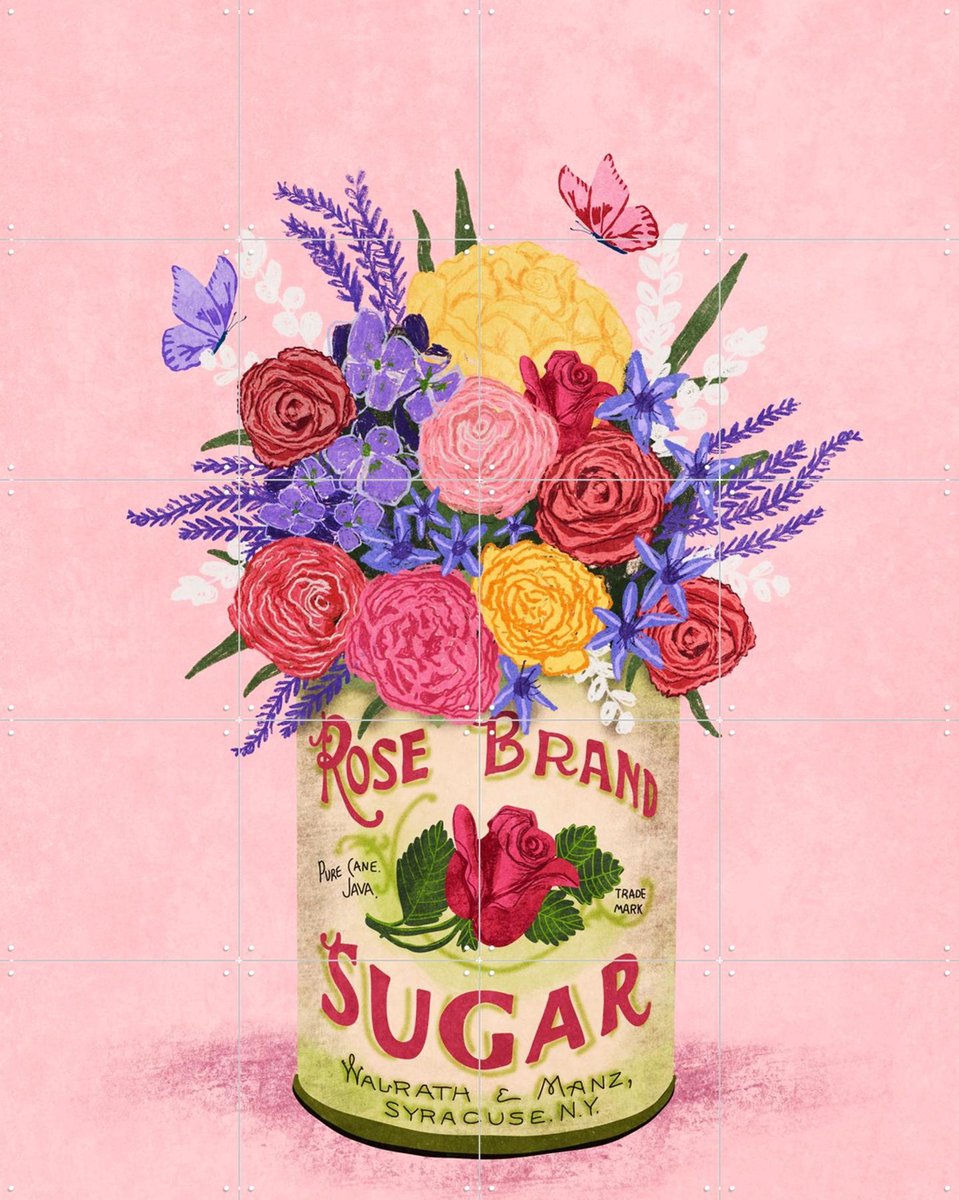 IXXI Flower in a vintage can, Raissa Oltmanns - 80 x 100 cm - Gratis ophangtool - Grote wanddecoratie en posters - Illustraties, Aquarel, Decoratieve