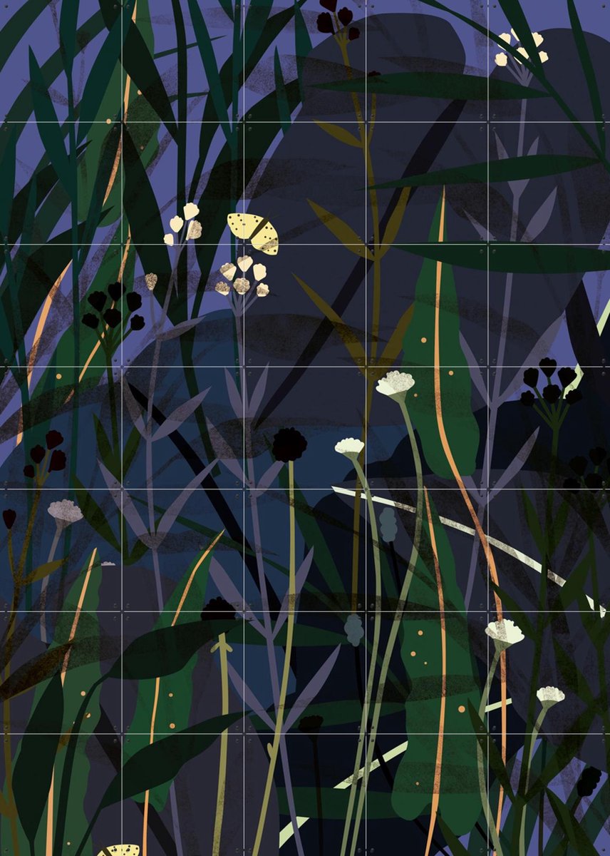 IXXI Green Garden Dark, Lotte Dirks - 100 x 140 cm - Gratis ophangtool - Grote wanddecoratie en posters - Digitale Kunst, Illustraties, Grafisch