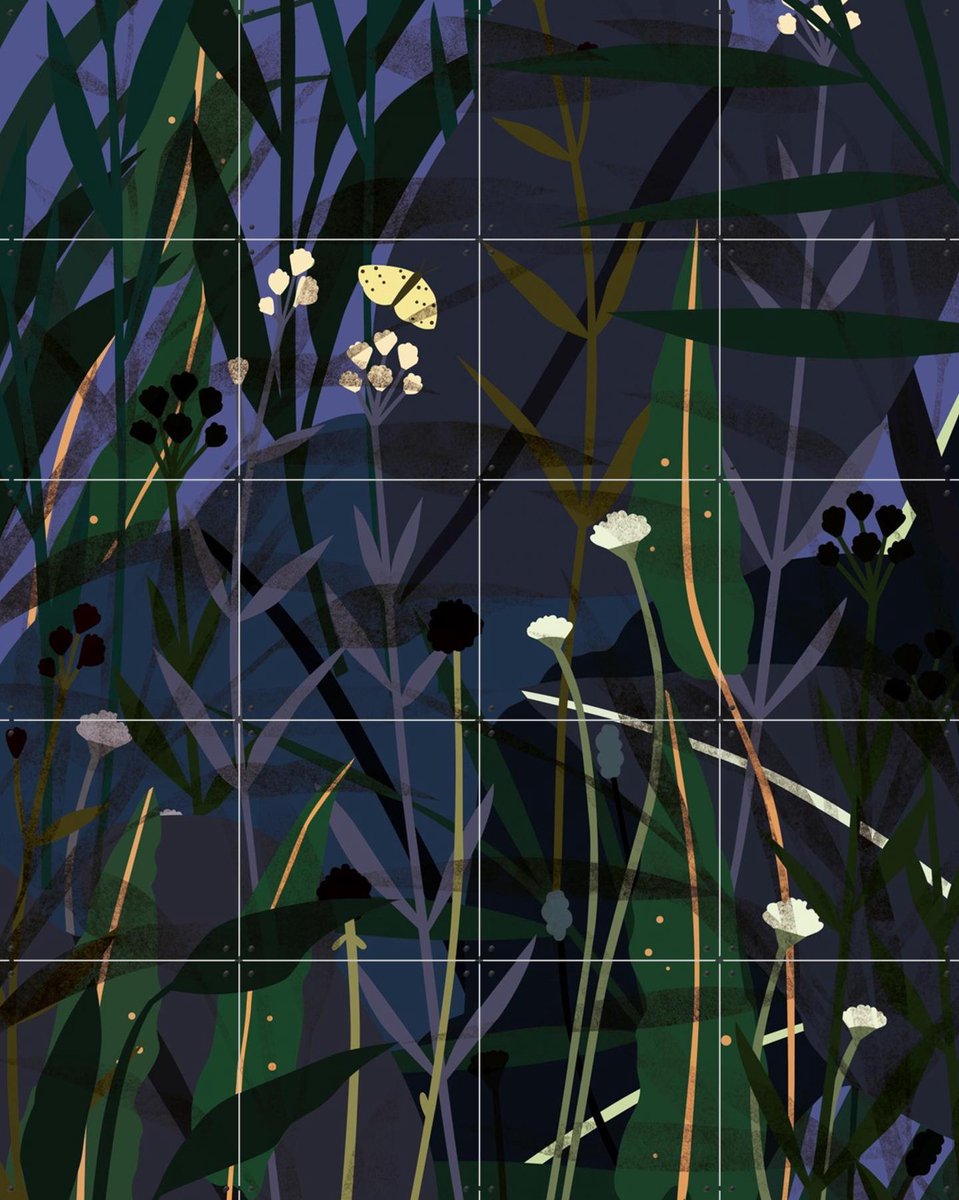 IXXI Green Garden Dark, Lotte Dirks - 80 x 100 cm - Gratis ophangtool - Grote wanddecoratie en posters - Digitale Kunst, Illustraties, Grafisch