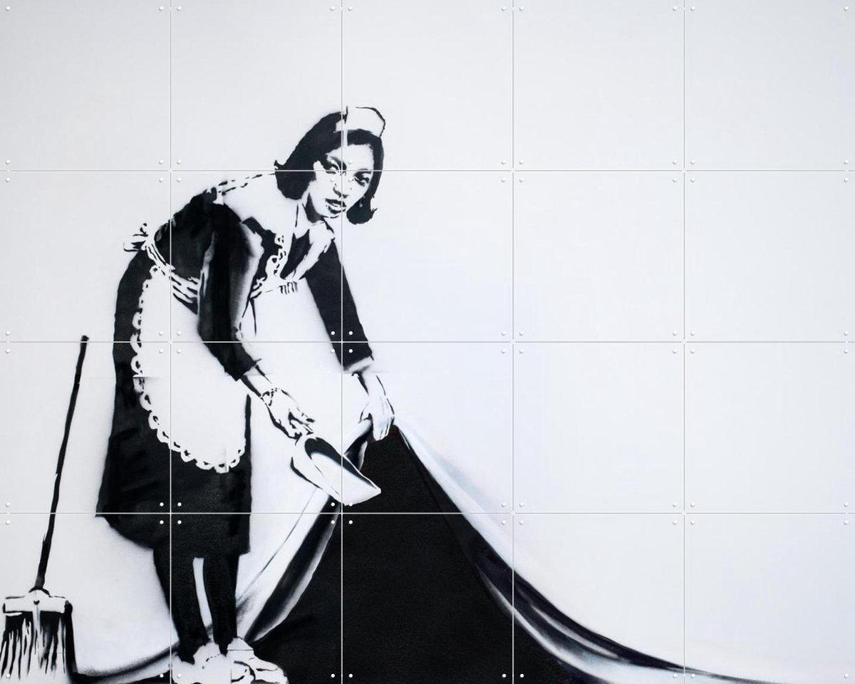 IXXI Maid in London, Banksy - 100 x 80 cm - Gratis ophangtool - Grote wanddecoratie en posters - Street art, Speels, Pop art, Illustraties, Keuken