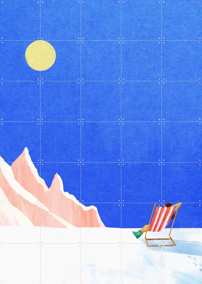 IXXI Last Sun on the Mountain, Henry Rivers - 100 x 140 cm - Gratis ophangtool - Grote wanddecoratie en posters - Illustraties, Speels, Grafisch