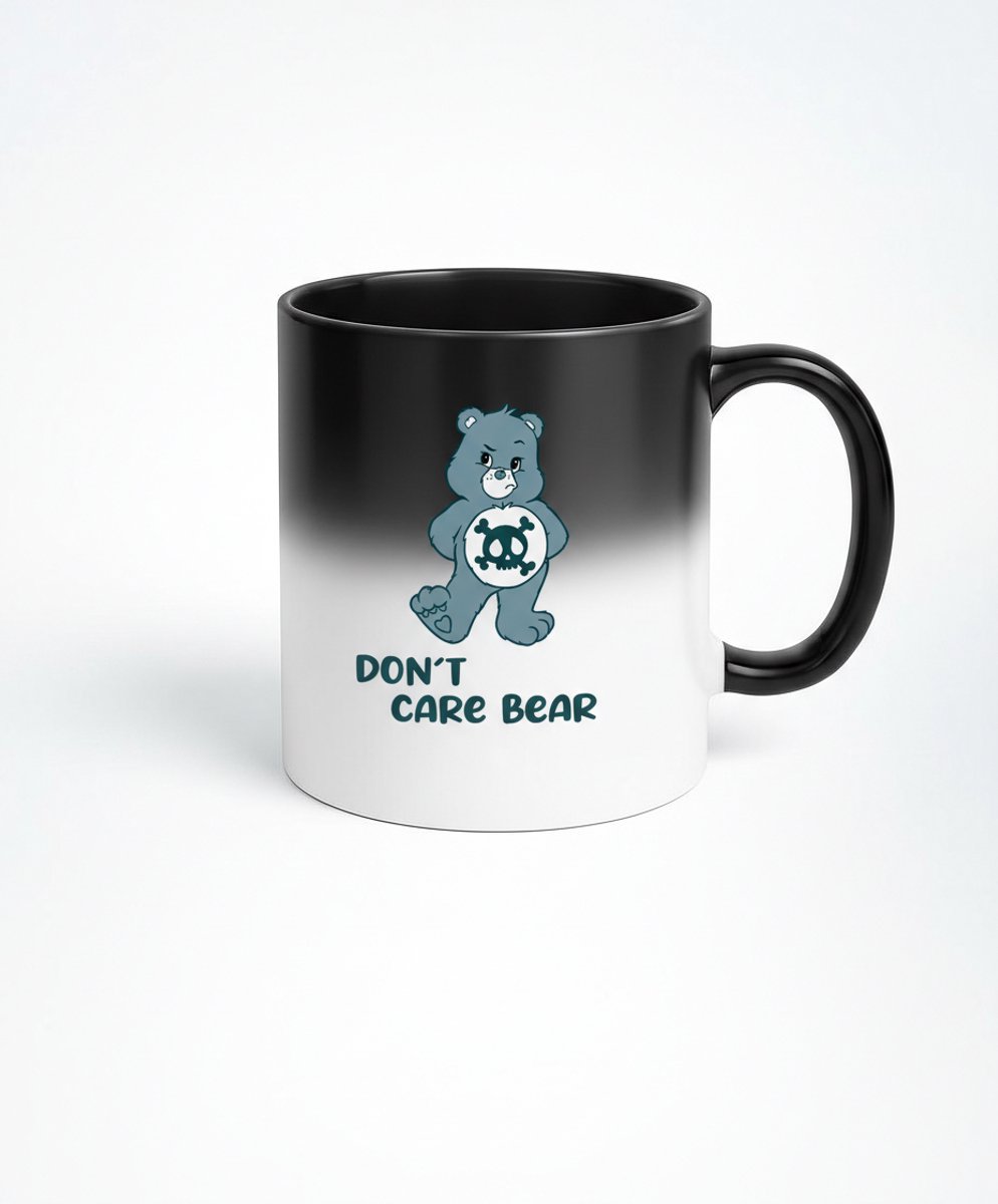 Don't Care Bear Magische Mok - Zwart Warmtegevoelig Design
