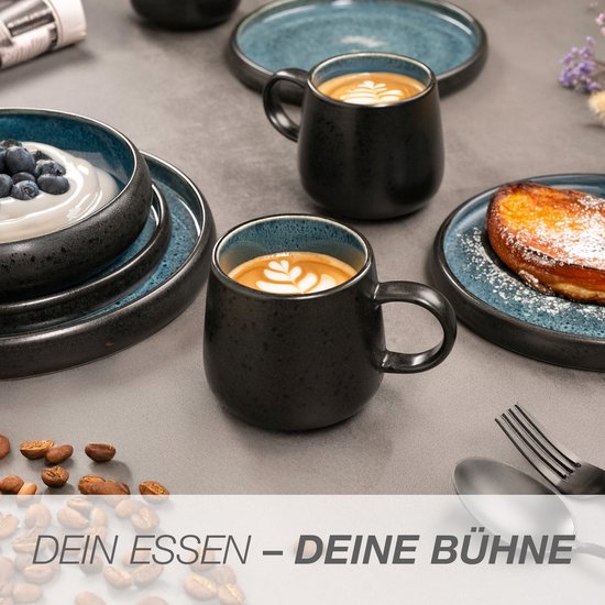 Moritz & Moritz SOLID Serviesset 6 Persoons - 24-delig Servies Set met Dinerbord, Dessertbord, Kom en Mok - Blauw — afbeelding 4