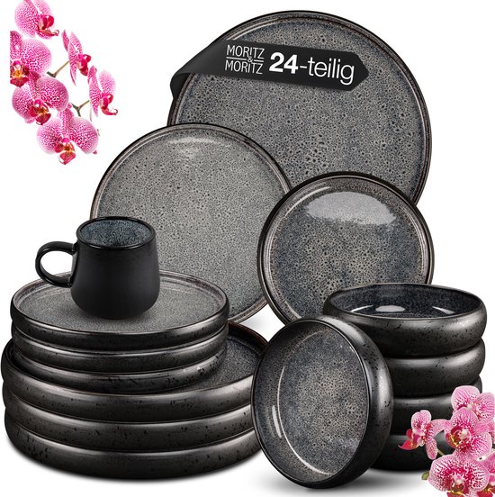 Moritz & Moritz SOLID Service de table 24 pièces pour 6 personnes Grijs