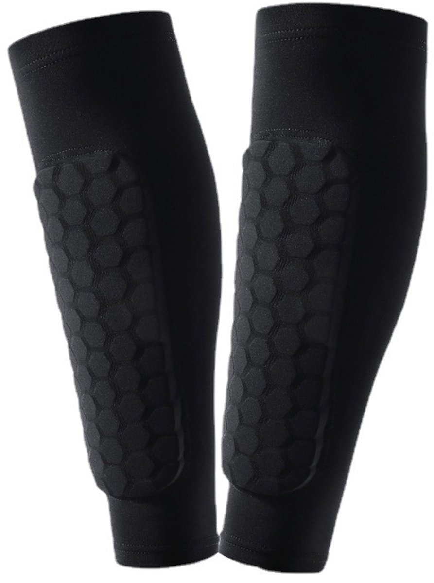 Gigicial Scheenbeschermers voor volwassenen - Beenbeschermers - Hoog-elastische sponsvulling met honingraatstructuur - 1 paar - Unisex - Zwart