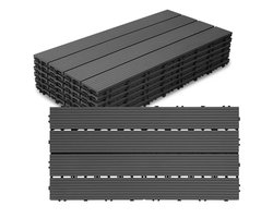 36x Terrastegels Terrastegels 30x60 cm, sterke composiet tegels voor terras Rookgrijs