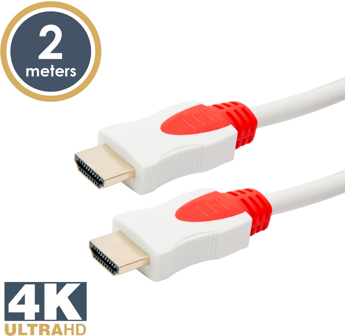 HDMI 2.0 Kabel - 2 Meter - Ondersteunt 3D en 4K (4096×2160\@24Hz) - TrueHD & DTS-HD - Dubbel Afgeschermd - 24K Vergulde Connectoren - Geschikt Voor Home Cinema, Hi-Fi, Gameconsoles en Pc’s [20422]