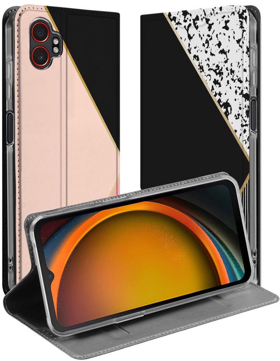 Samsung Galaxy Xcover 7 Pro Book Case Black Pink Shapes