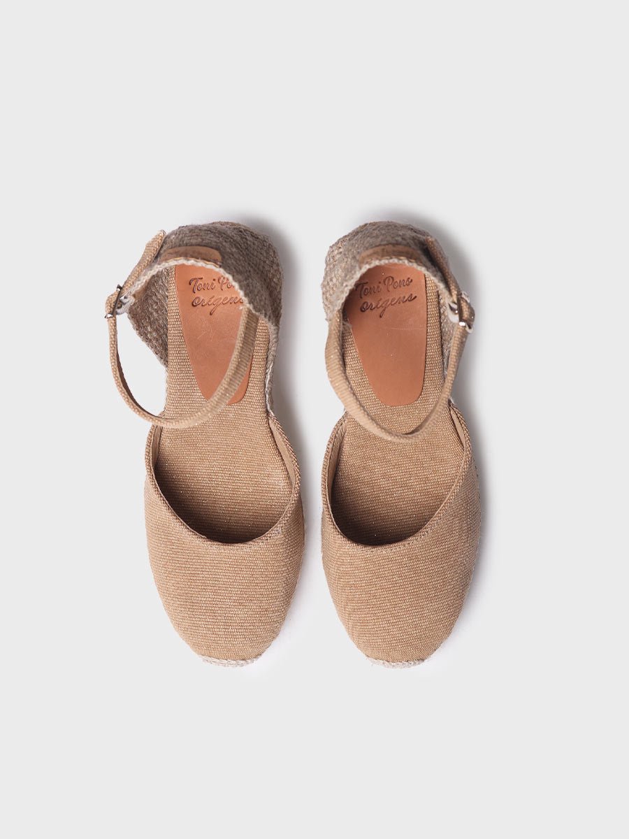 Espadrille met sleehak voor dames van linnen en katoen | PIPER-GY