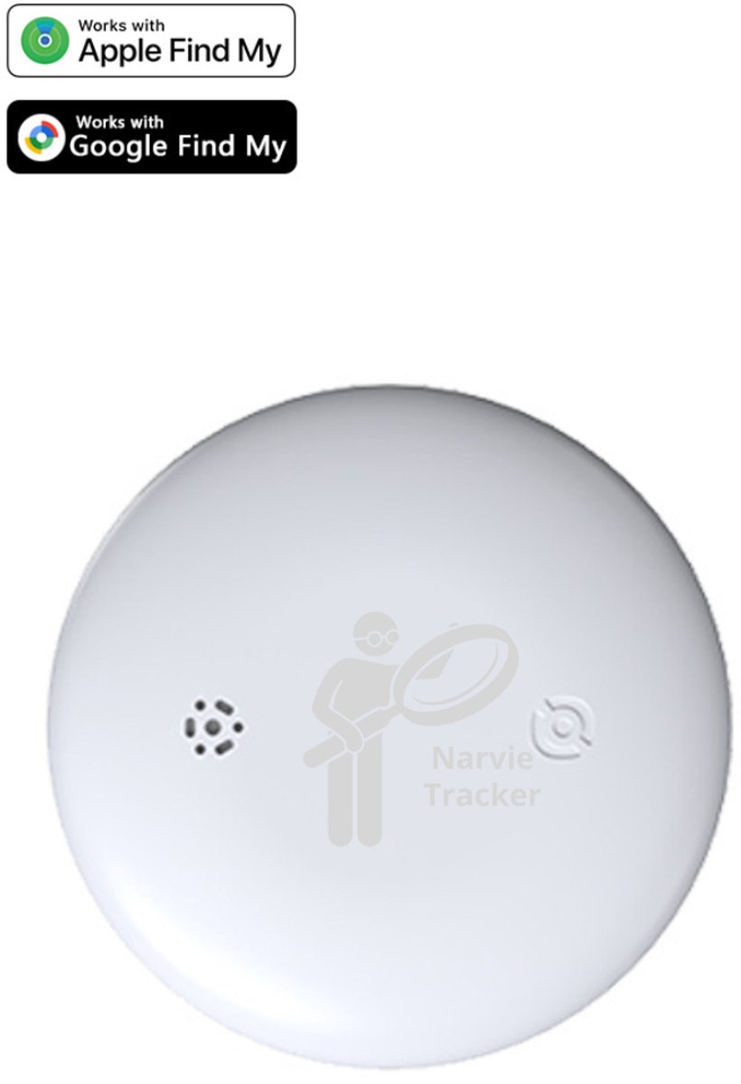 Narvie Tracker – GPS Tracker voor Tas, Koffer & Portemonnee – Apple Zoek Mijn & Android Find Hub – Zonder Abonnement – Wit